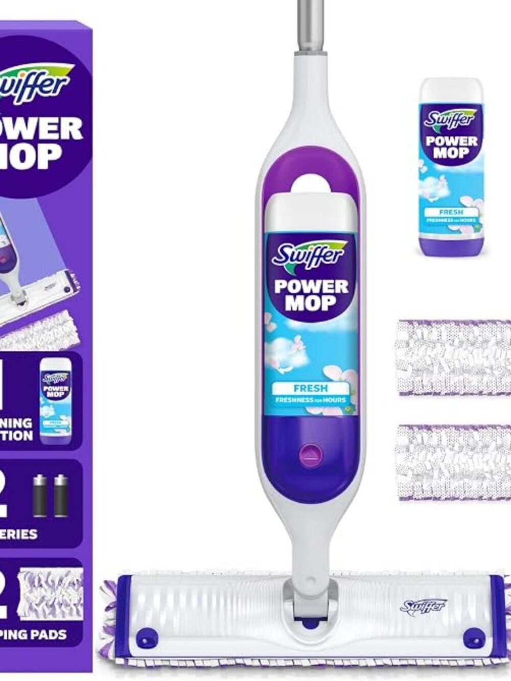 Swiffer PowerMop Mopping Kit for Floor Cleaning, Set Includes 1 Power Mop, 2 Rep